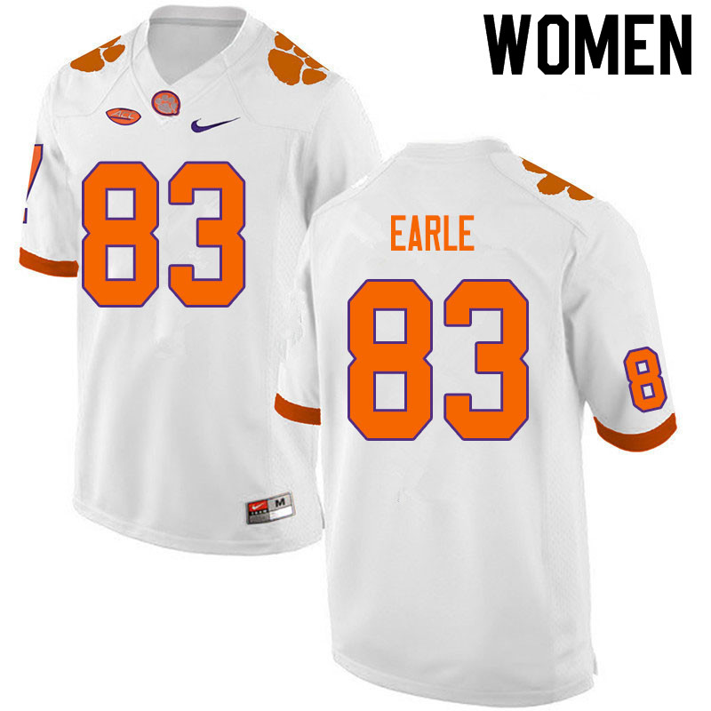 Women #83 Hampton Earle Clemson Tigers College Football Jerseys Sale-White